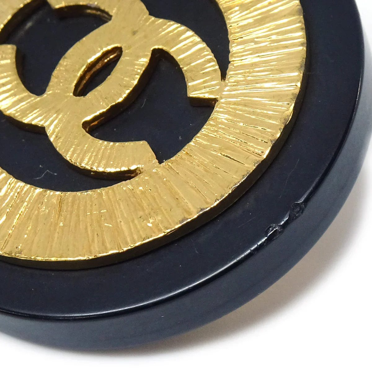 Chanel Huge Button Earrings Black Clip-On 29 - Image 5