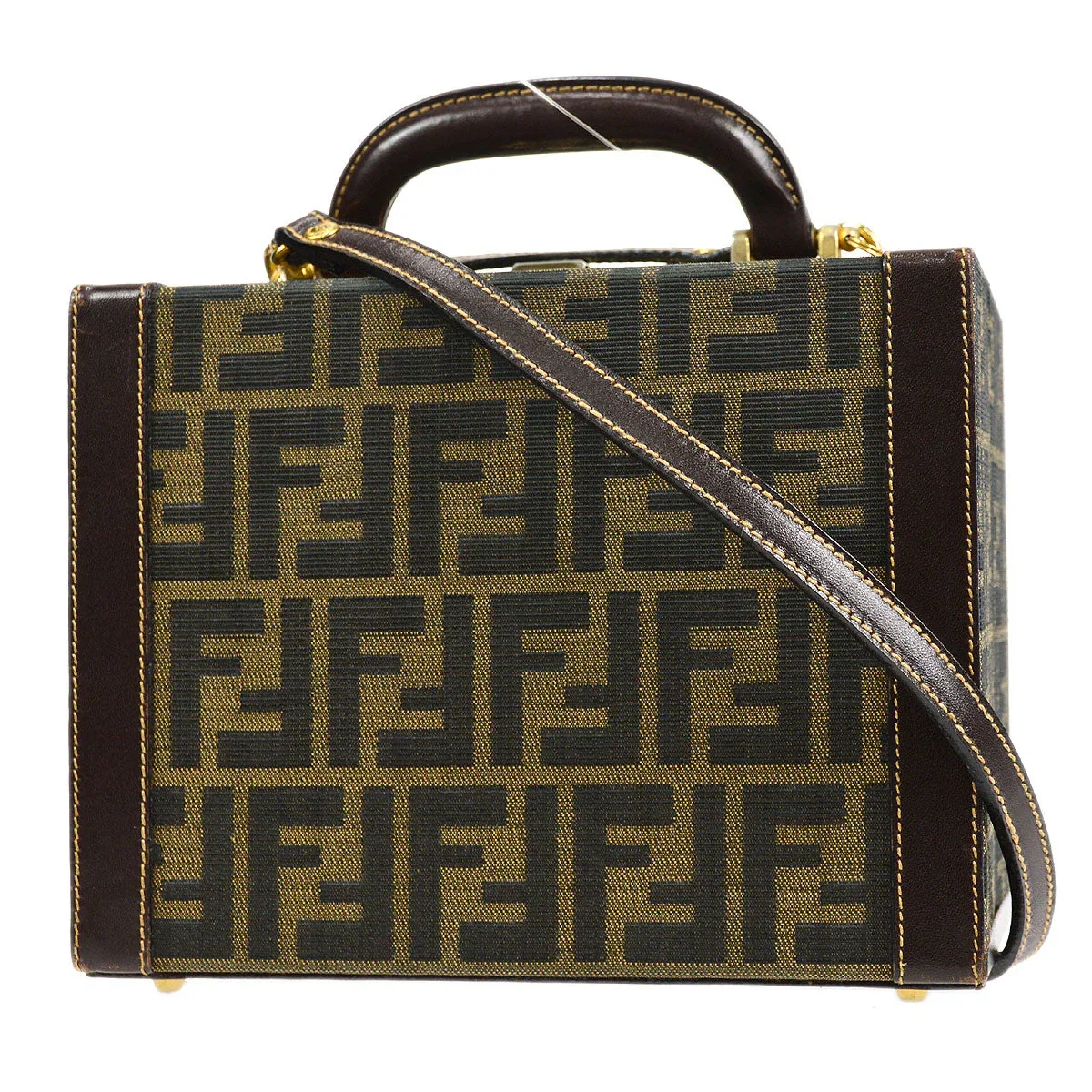 Fendi Zucca 2way Vanity Handbag Brown - Image 2