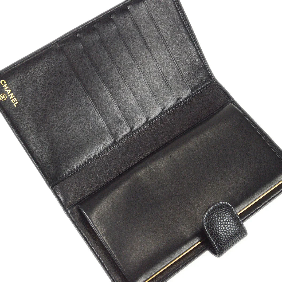 Chanel 2003-2004 Long Wallet Black Caviar - Image 4