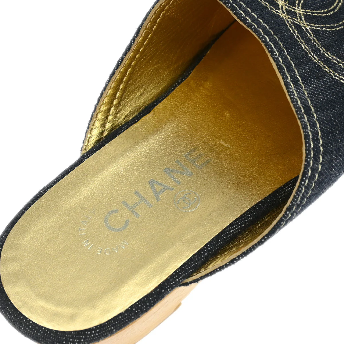 Chanel * Blue Denim Shoes Sabot #35 - Image 5