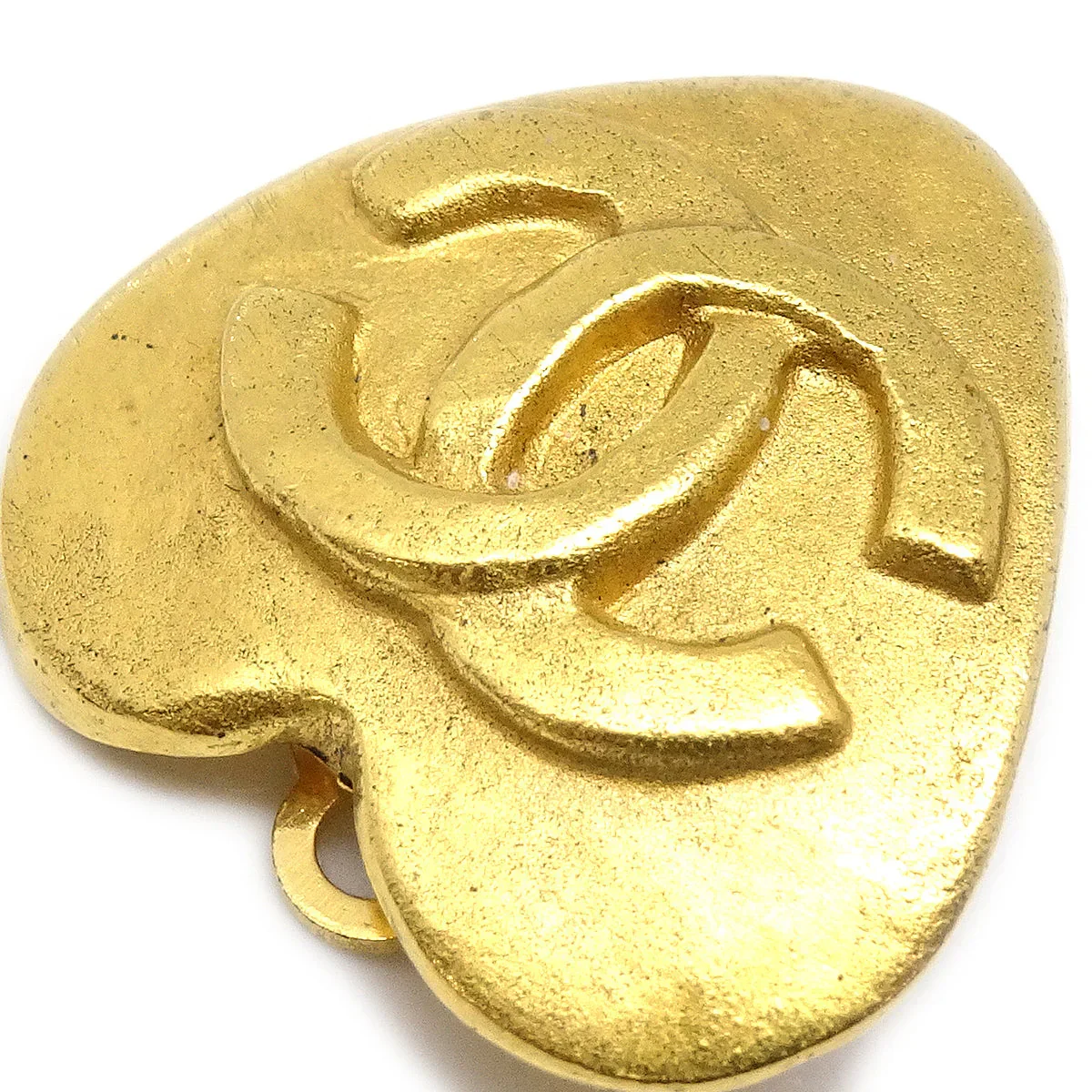 Chanel Heart Earrings Gold Clip-On 95P Small - Image 2