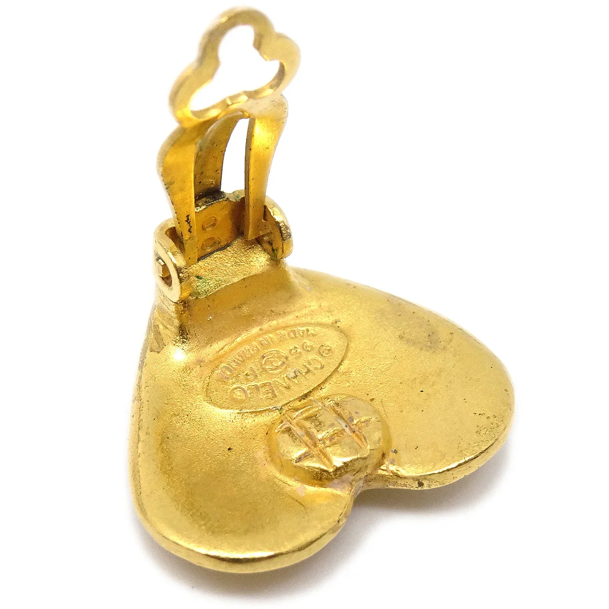 Chanel Heart Earrings Gold Clip-On 95P Small - Image 4