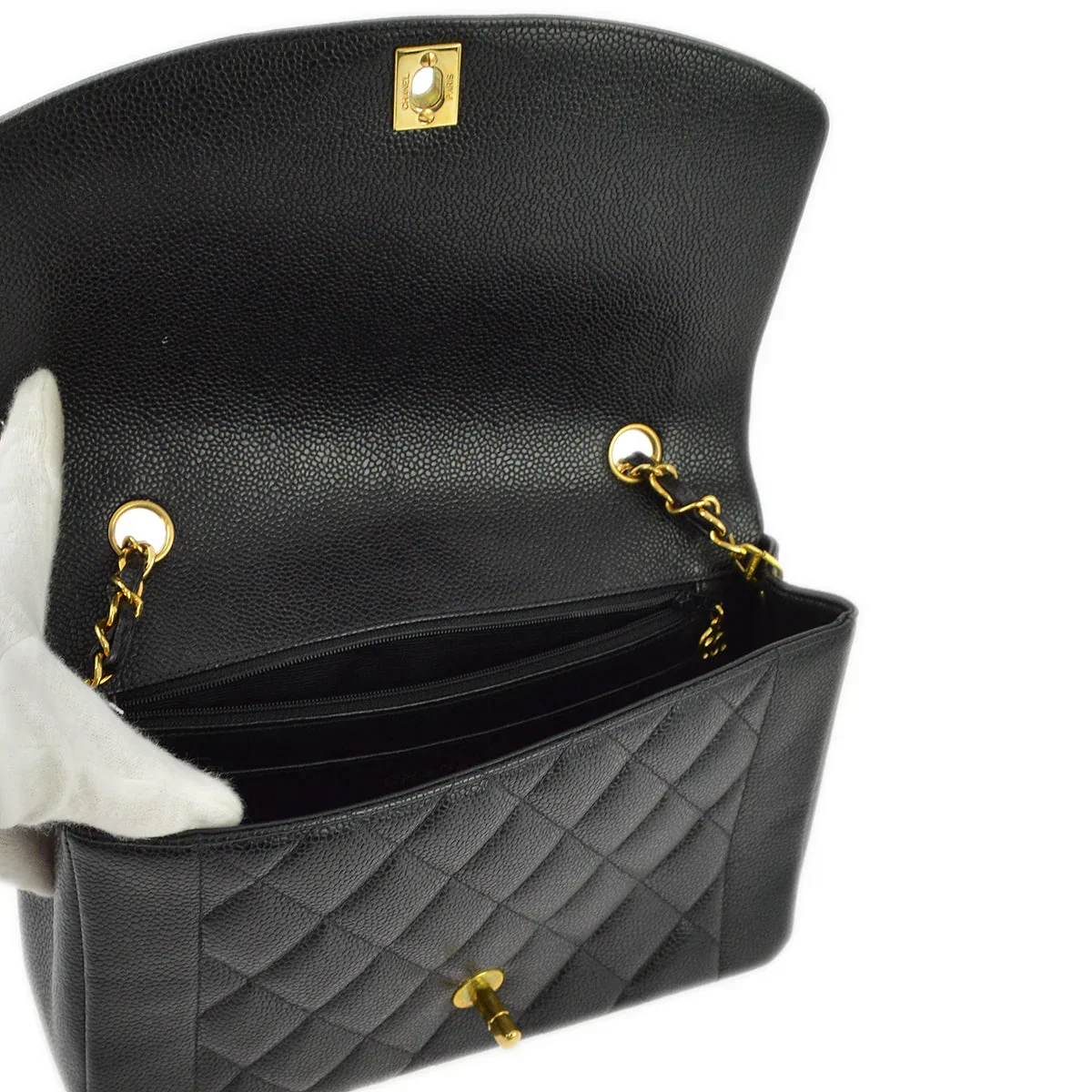 Chanel Black Caviar Medium Diana Shoulder Bag - Image 5