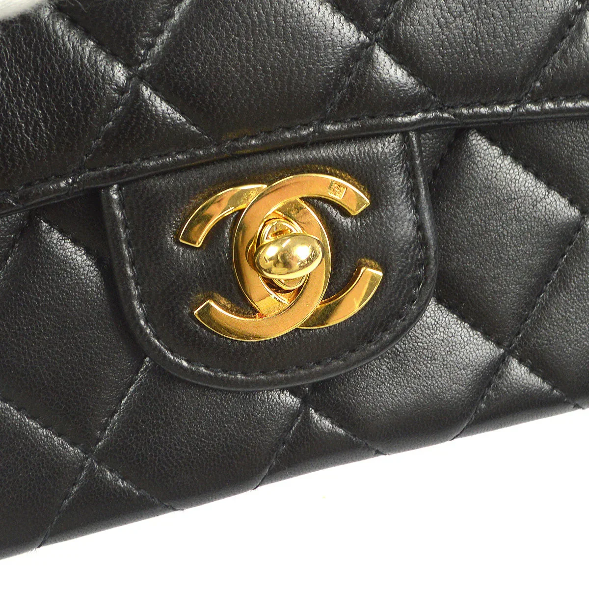 Chanel 1994 Classic Flap Handbag Micro Black Lambskin - Image 4