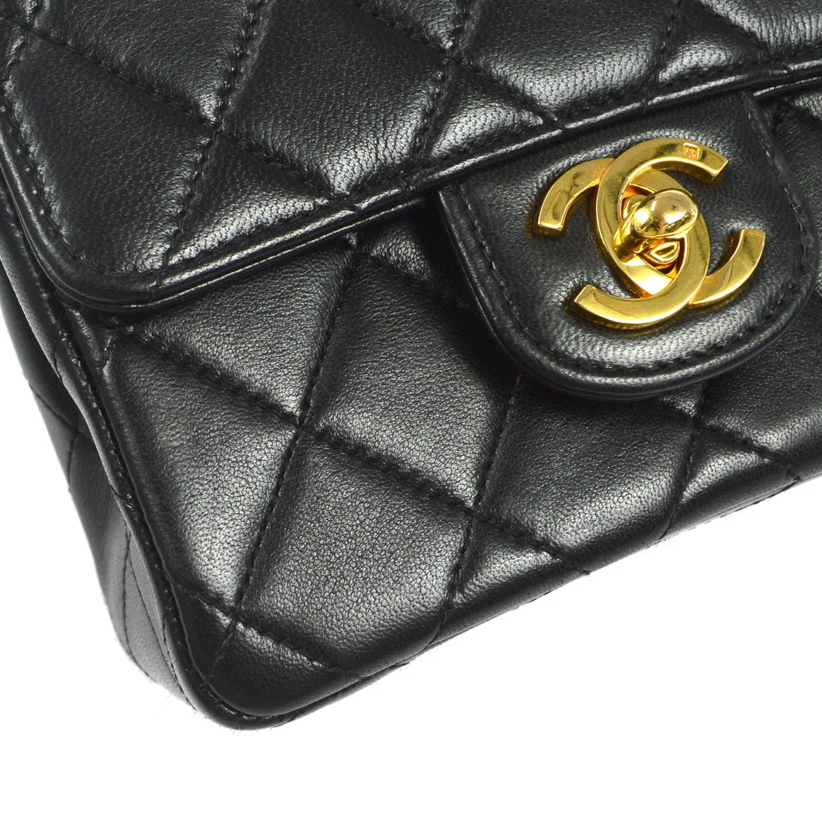Chanel 1994 Classic Flap Handbag Micro Black Lambskin - Image 5