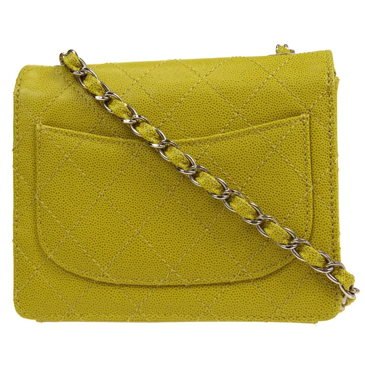 CHANEL * 1997-1999 Classic Square Flap 17 Green Caviar - Image 2
