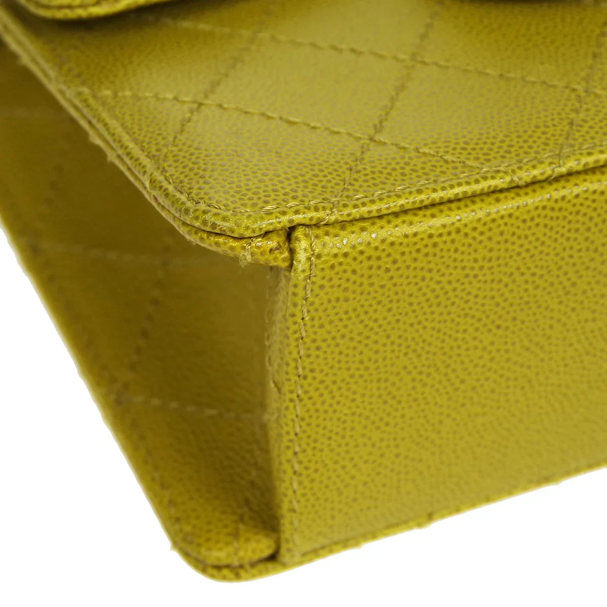 CHANEL * 1997-1999 Classic Square Flap 17 Green Caviar - Image 4