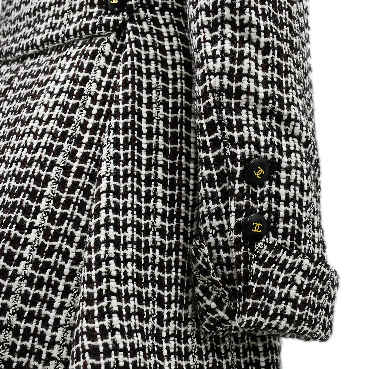 Chanel Double Breasted Jacket Brown Tweed 01A #38 - Image 3