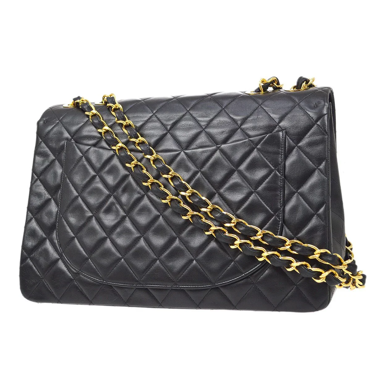 CHANEL 1991-1994 Classic Flap Maxi Black Lambskin - Image 2