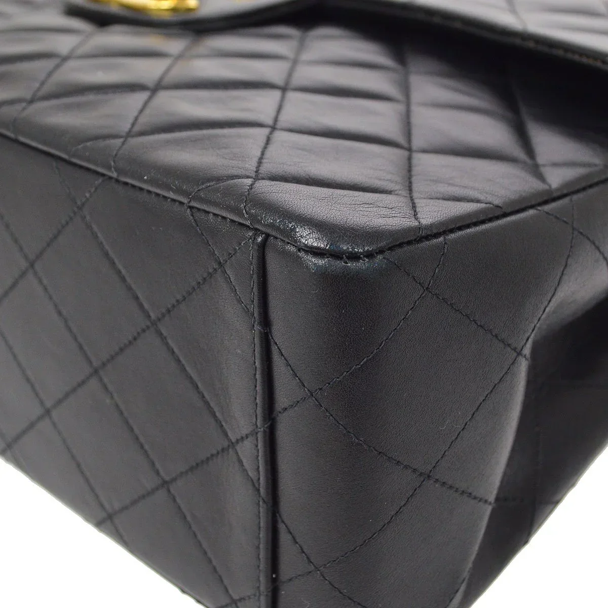 CHANEL 1991-1994 Classic Flap Maxi Black Lambskin - Image 4