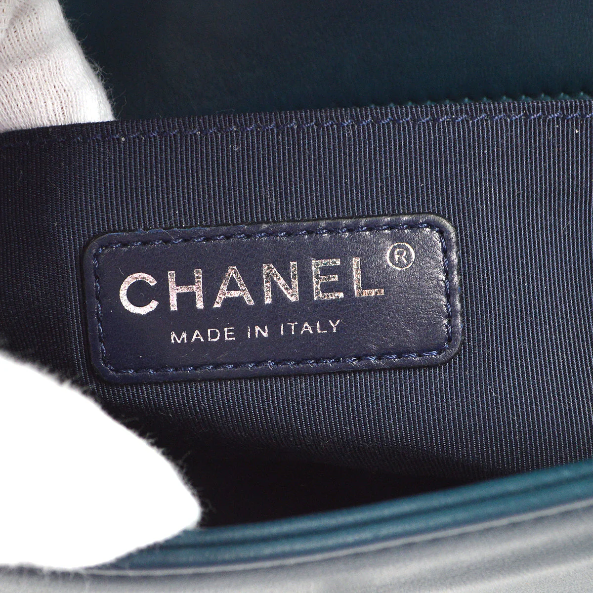 Chanel 2013-2014 Blue Tweed Velvet Small Boy - Image 9