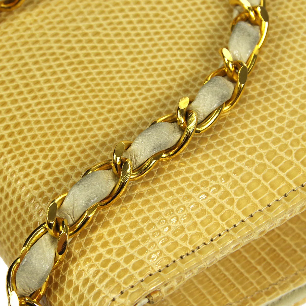 Chanel * 1986-1988 Pushlock Full Flap Mini Beige Lizard Skin - Image 5