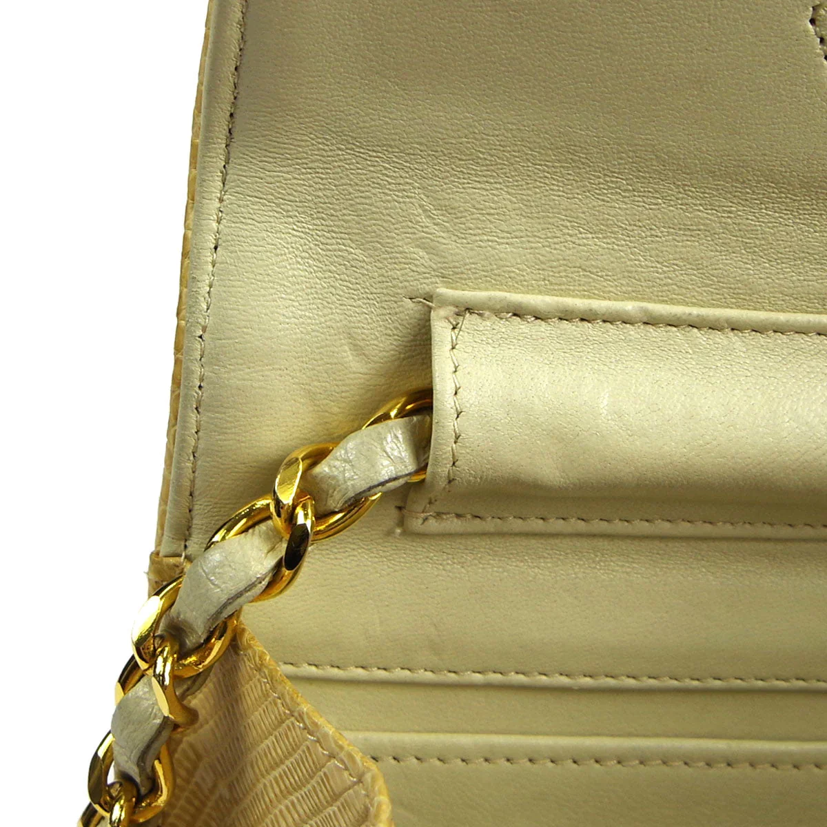 Chanel * 1986-1988 Pushlock Full Flap Mini Beige Lizard Skin - Image 7
