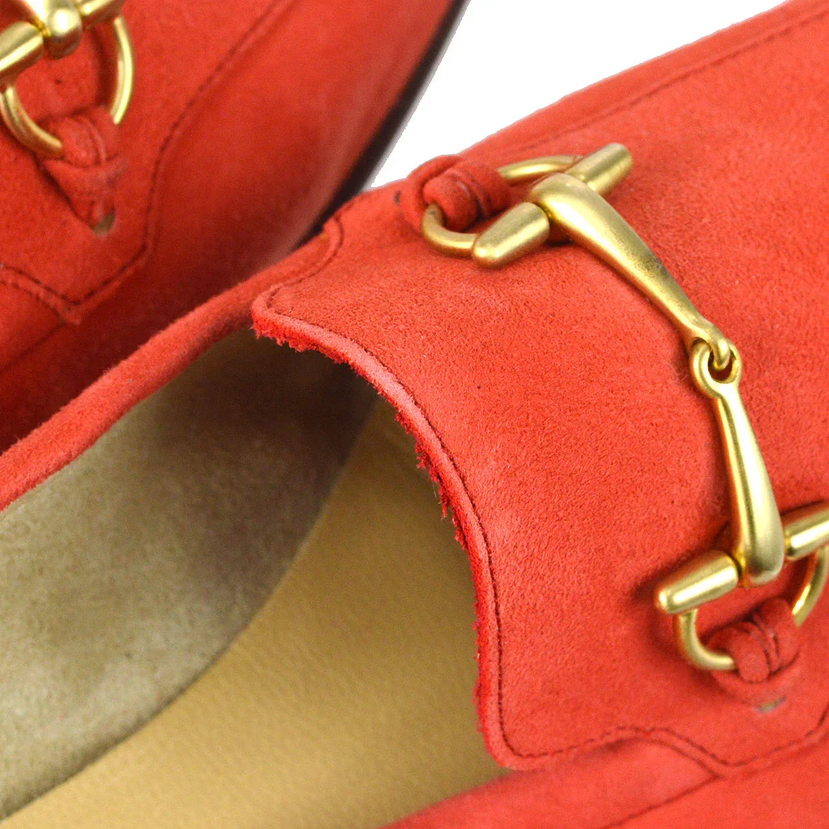 Gucci * Suede Horsebit Loafers Shoes #37 1/2 - Image 4