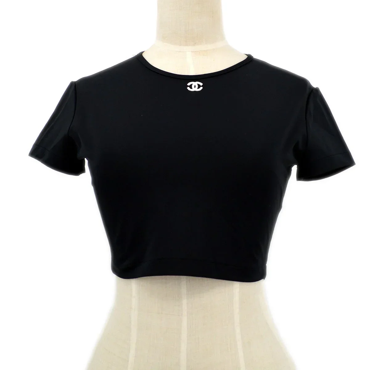 CHANEL 1995 Spring black CC cropped top #40 - Image 4