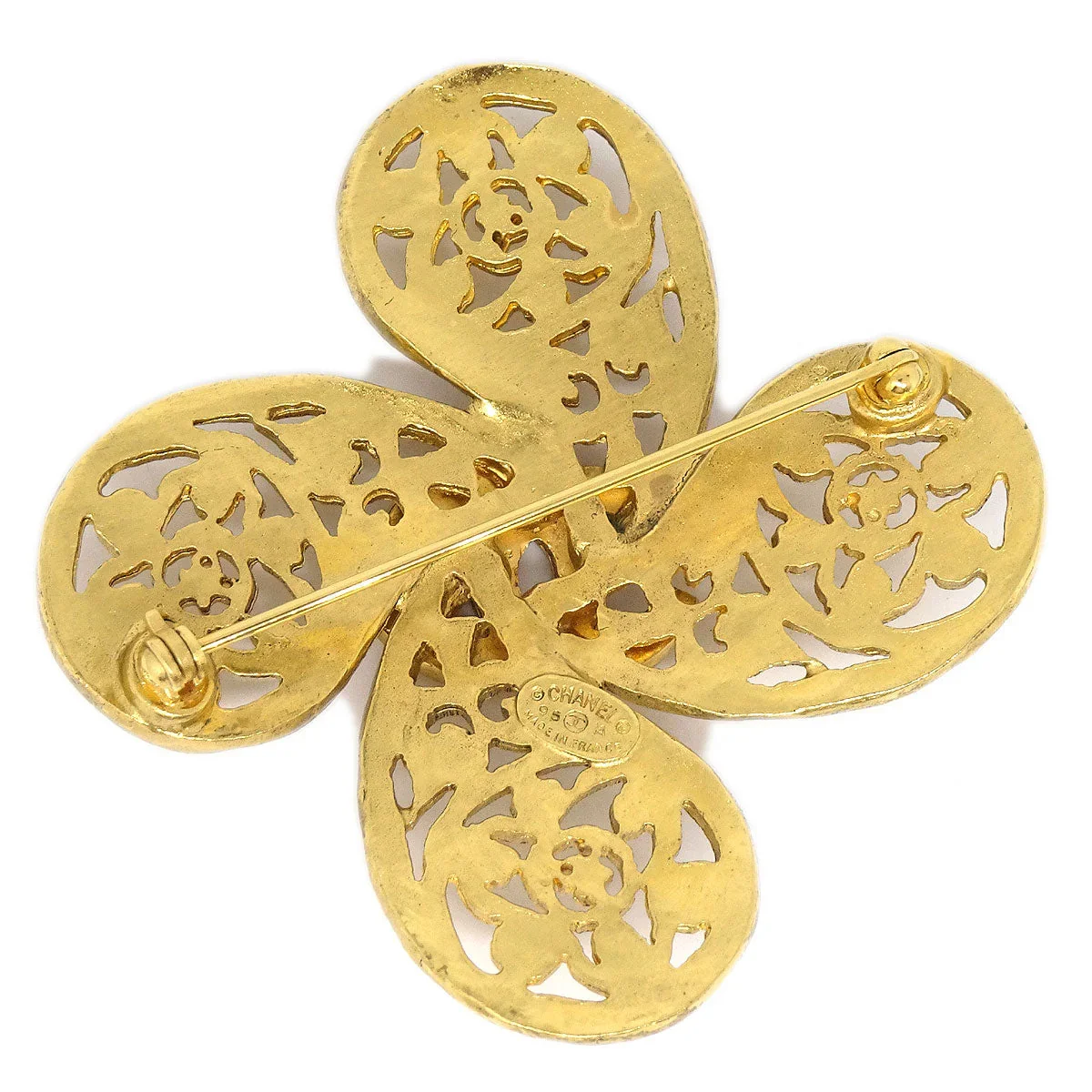 CHANEL 1995 Fretwork Paisley Brooch Gold - Image 2