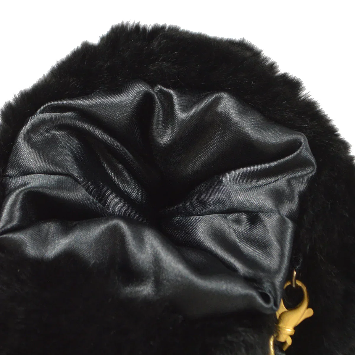 Chanel 2001 Fall CC Logo Muff Black Fur Satchel - Image 8