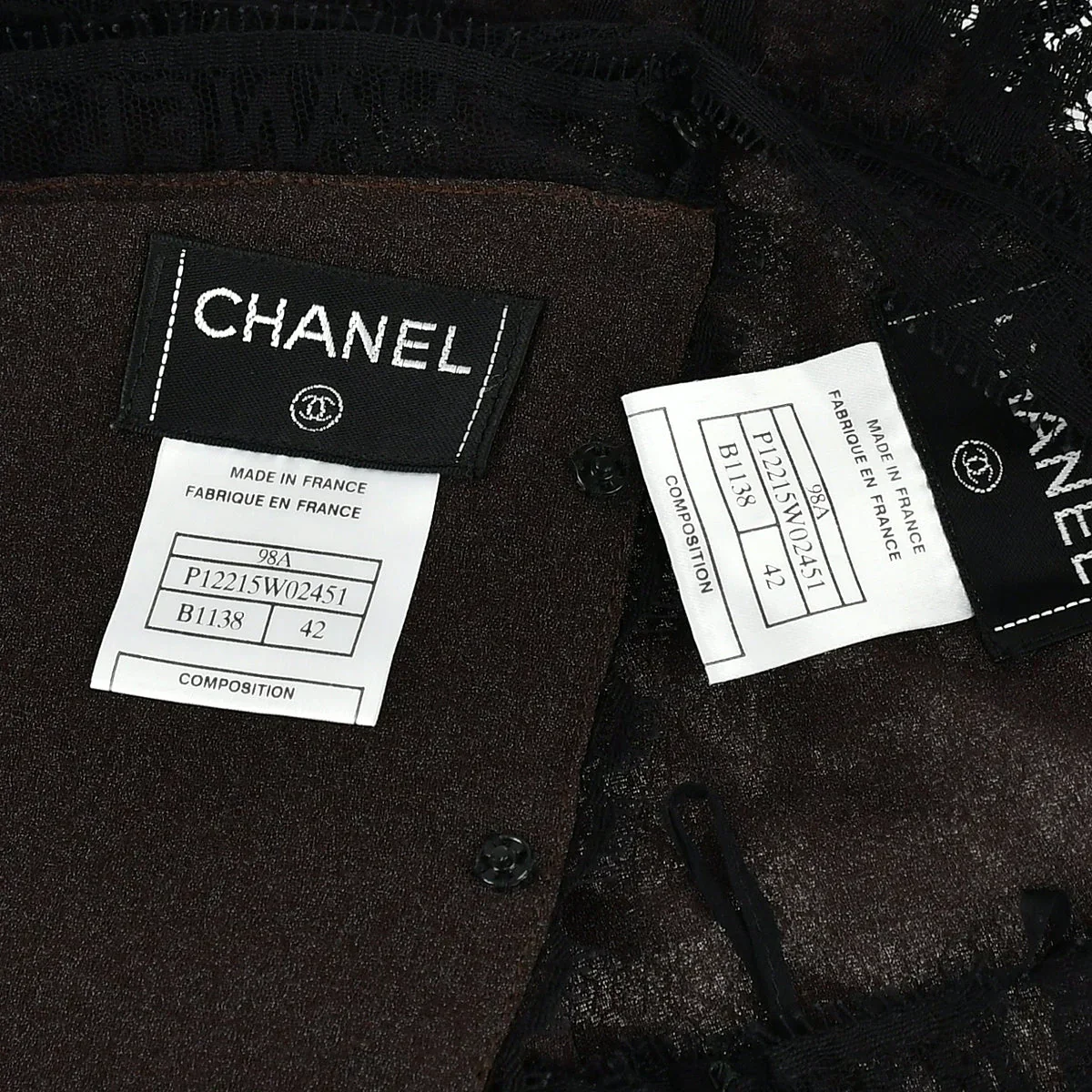 Chanel Lace Top Skirt Set Black Brown 98A #42 - Image 10