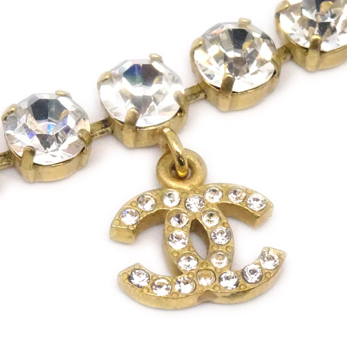 Chanel Rhinestone Gold Chain Bracelet 95A - Image 2