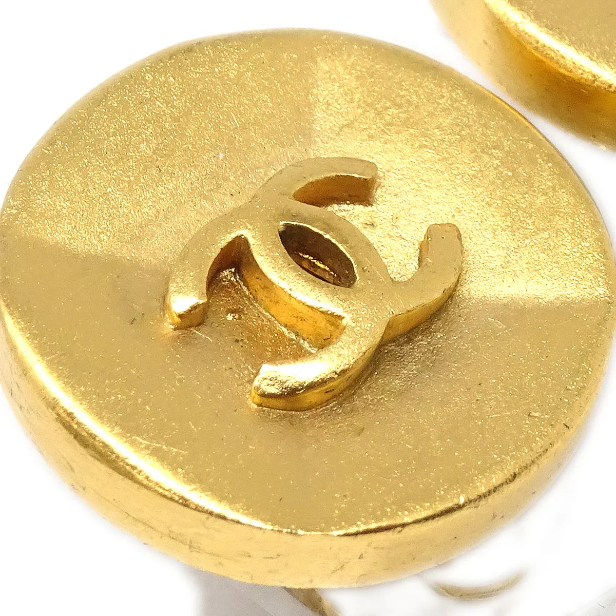 Chanel Button Earrings Gold Clip-On 93A - Image 2