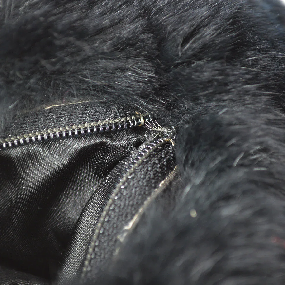 Chanel 2001 Fall CC Logo Muff Black Fur Satchel - Image 10
