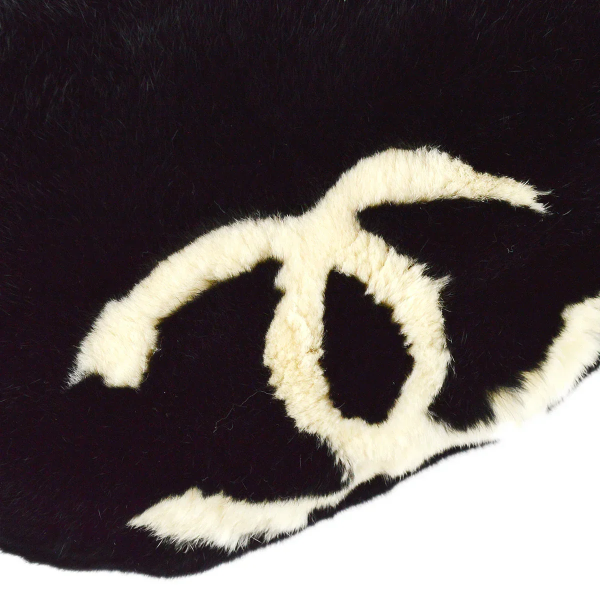 Chanel 2001 Fall CC Logo Muff Black Fur Satchel - Image 4
