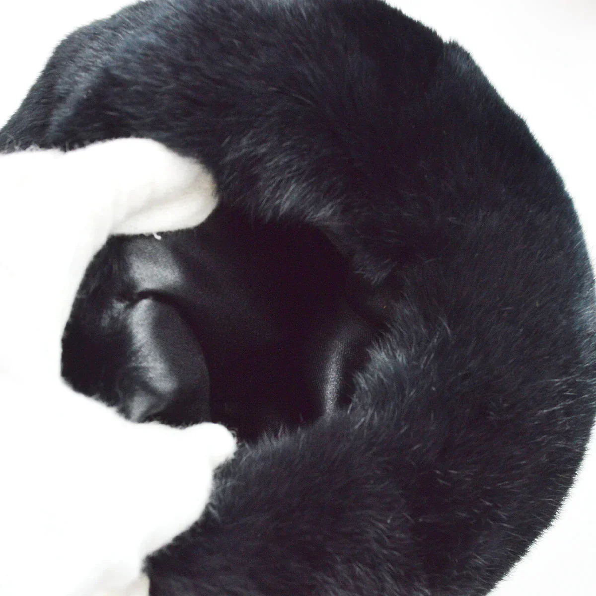 Chanel 2001 Fall CC Logo Muff Black Fur Satchel - Image 5
