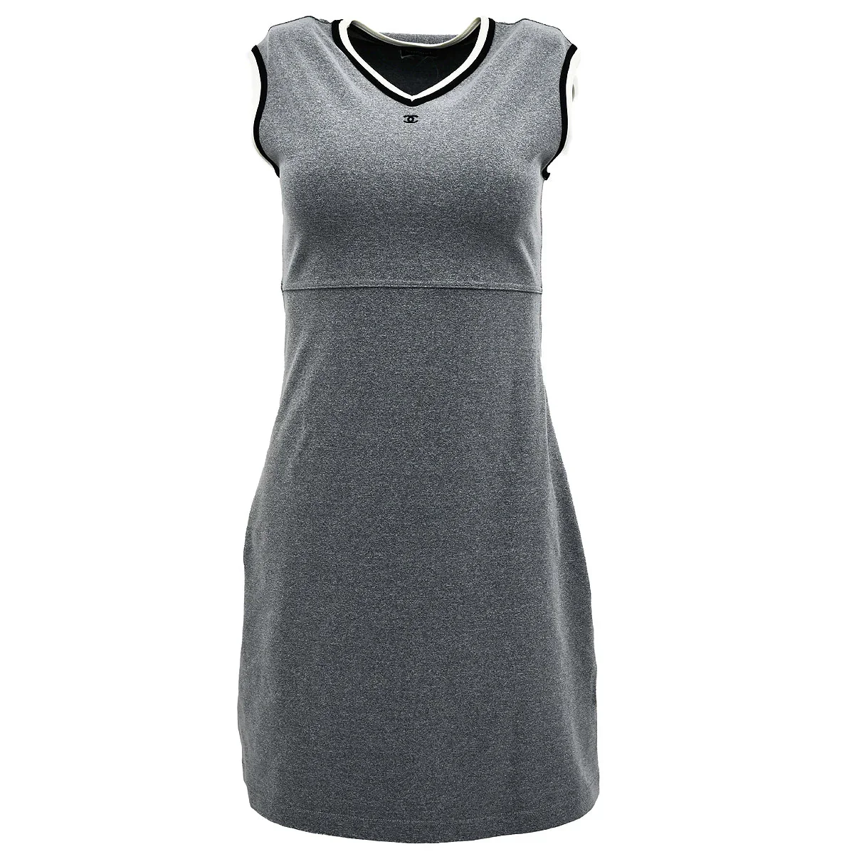 Chanel V-neck Sleeveless Dress Gray