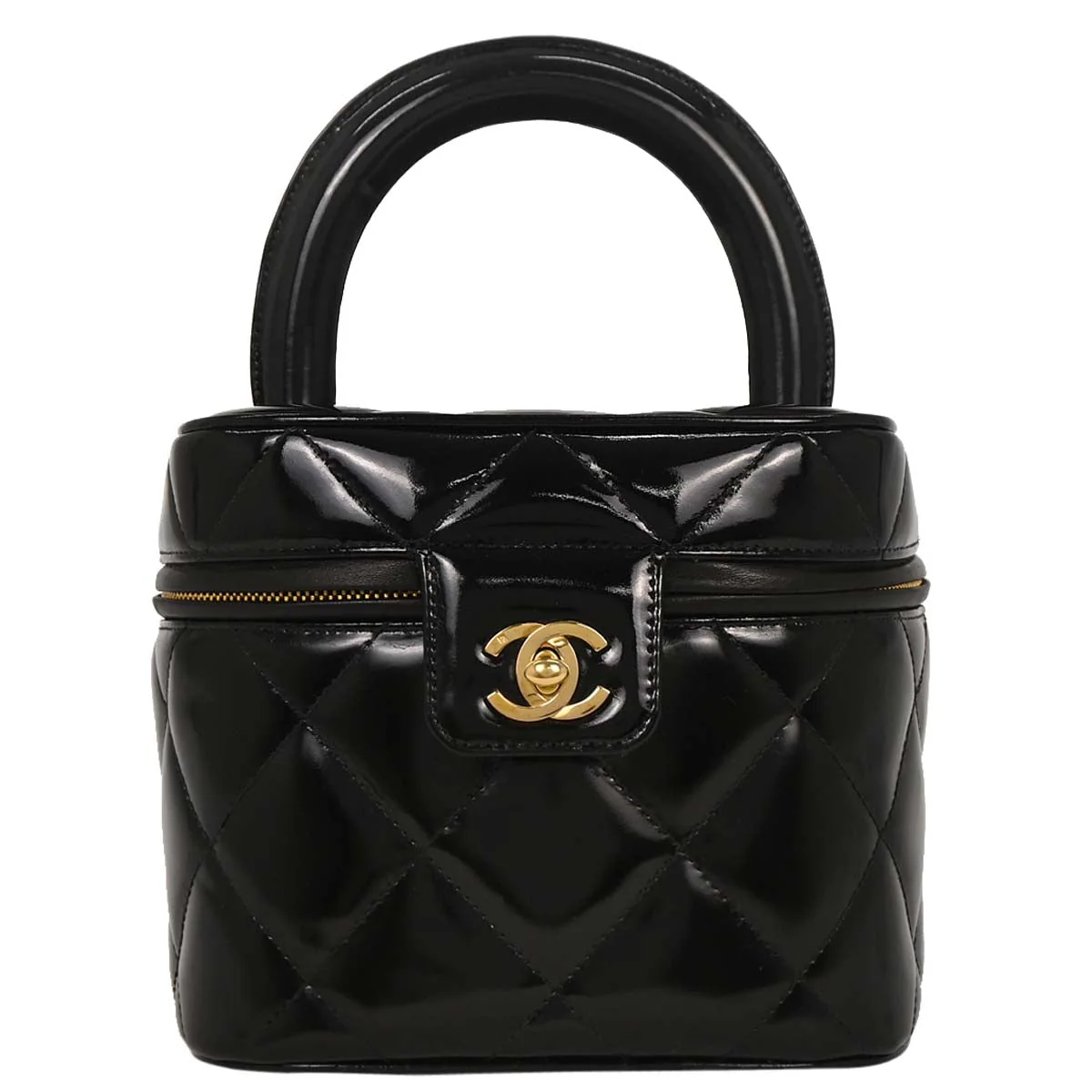 Chanel 1996-1997 Black Patent Leather Vanity Handbag