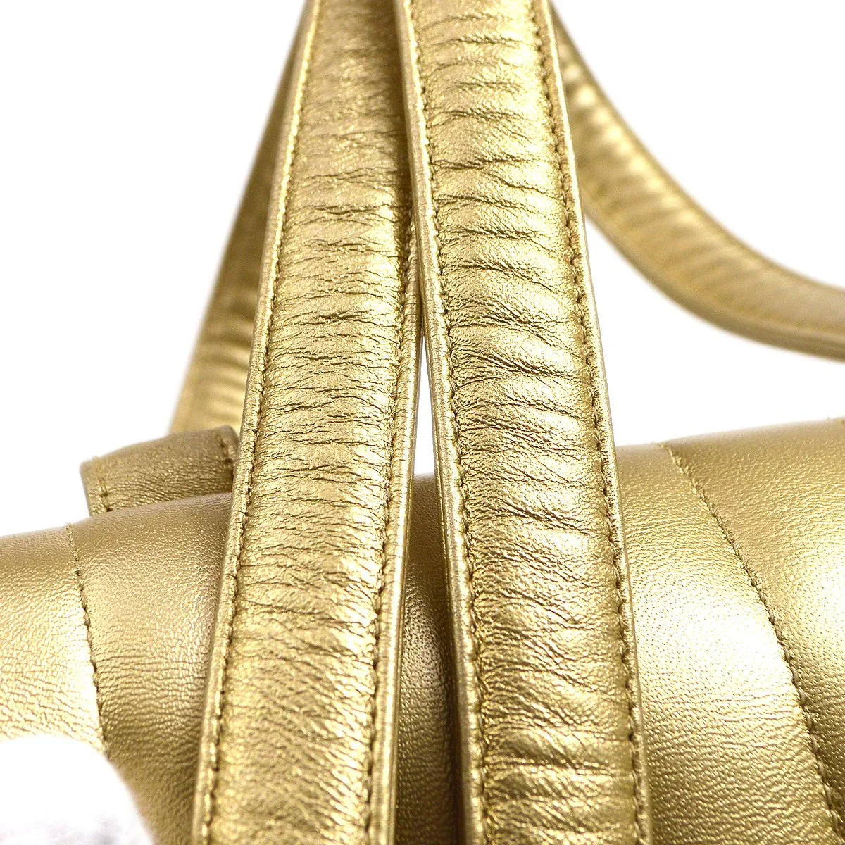 Chanel 1994-1996 Gold Lambskin Vertical Stitch Shoulder Bag - Image 5