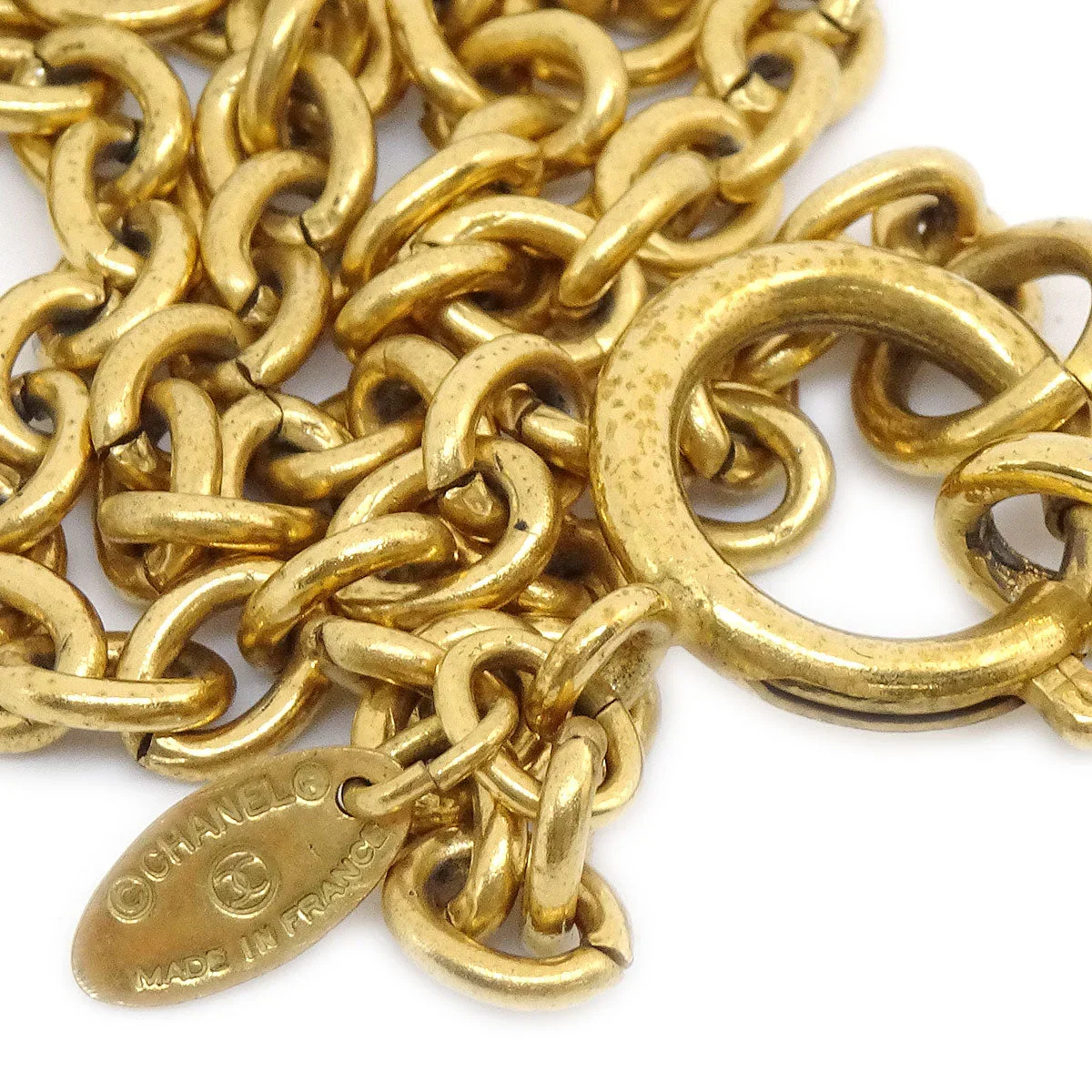 CHANEL 1986-1994 Quilted CC Gold Chain Pendant Necklace 3857 - Image 3