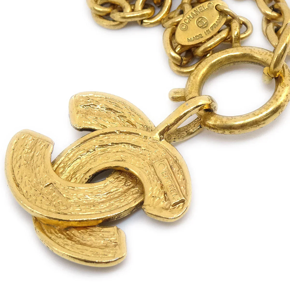 CHANEL 1986-1994 Quilted CC Gold Chain Pendant Necklace 3857 - Image 4