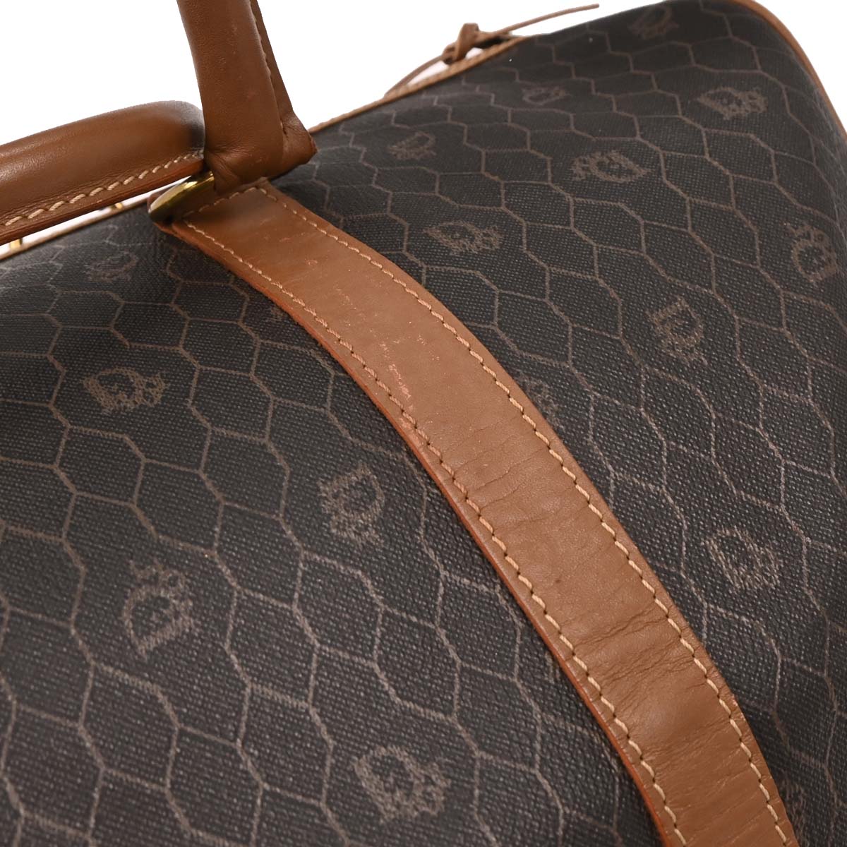 Christian Dior Dark Brown Honeycomb Duffle Handbag - Image 4