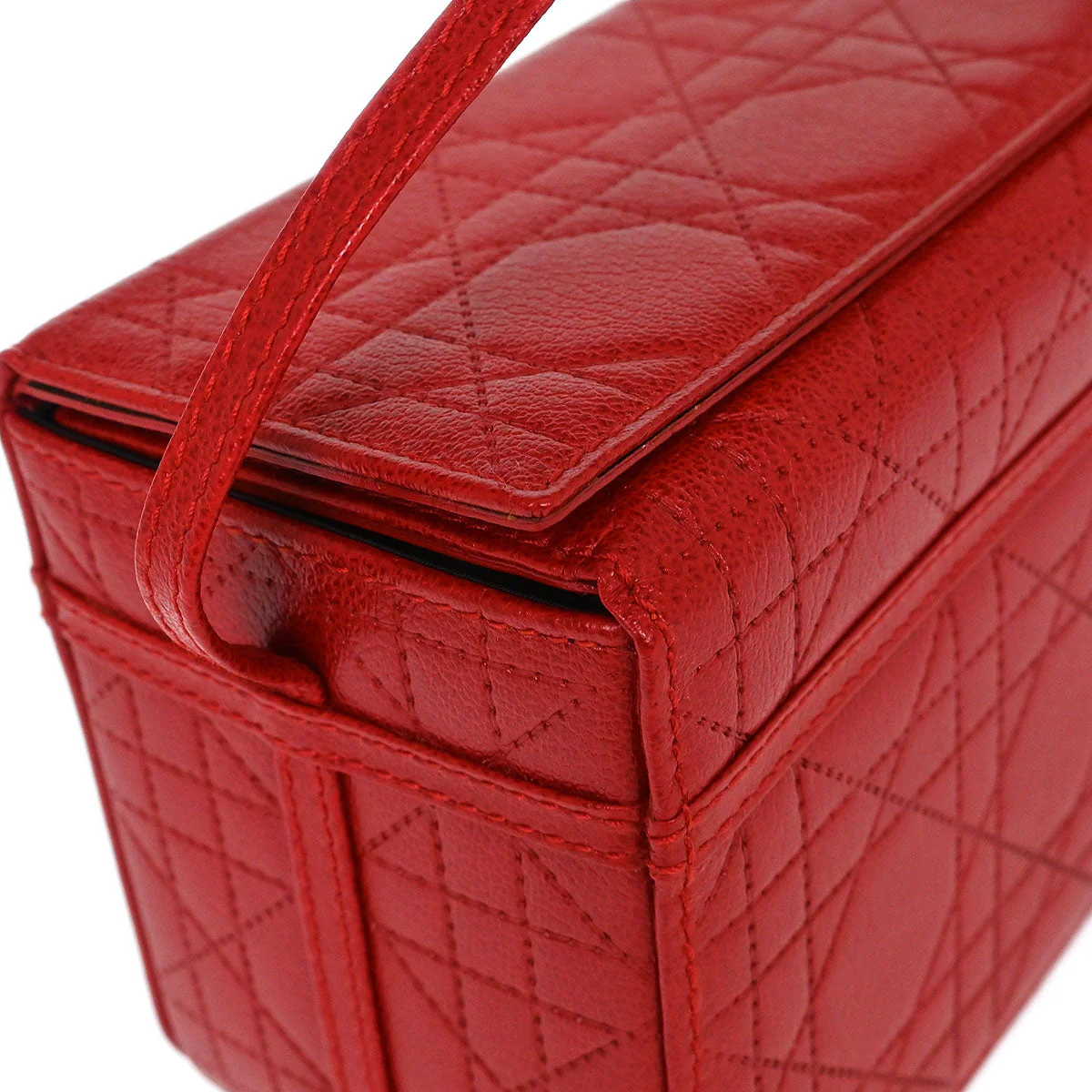 Christian Dior Red Cannage Vanity Handbag - Image 6