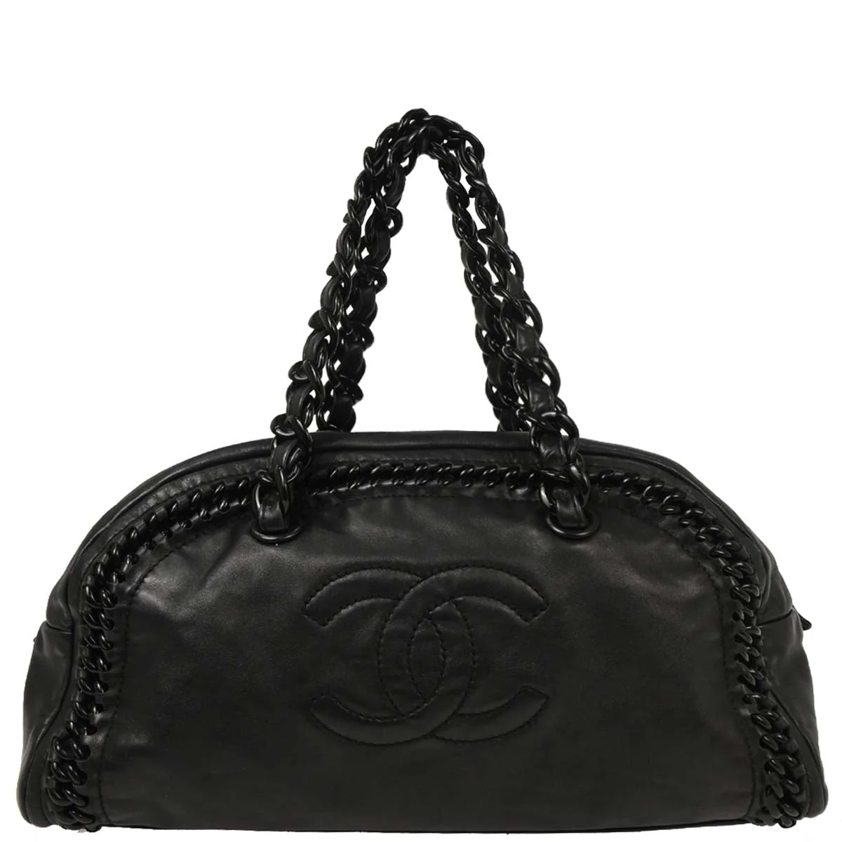 Chanel 1991-1994 Black Calfskin Luxury Line Bowling Bag