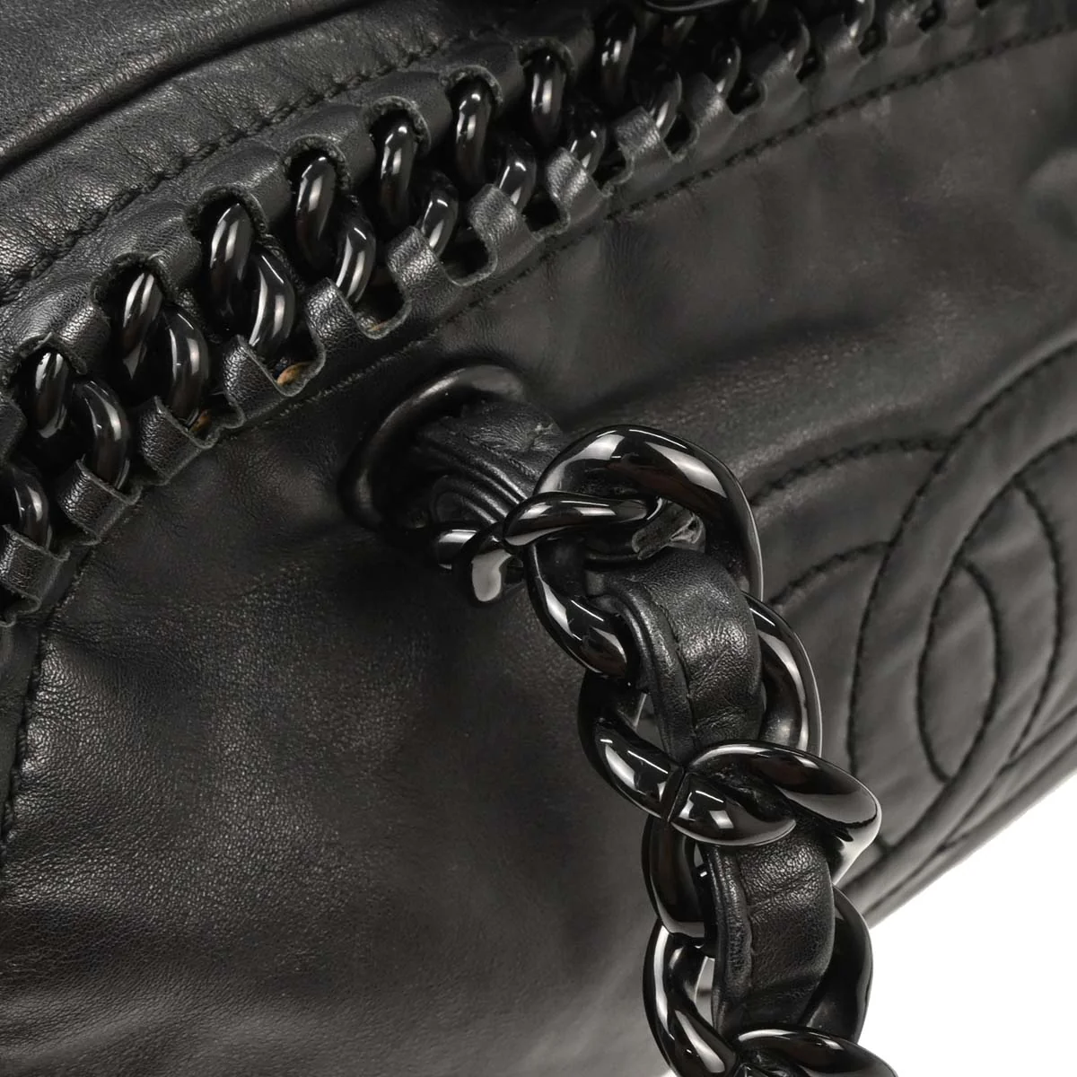 Chanel 1991-1994 Black Calfskin Luxury Line Bowling Bag - Image 3