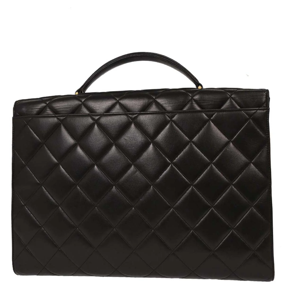 Chanel Black Lambskin Briefcase Handbag - Image 2