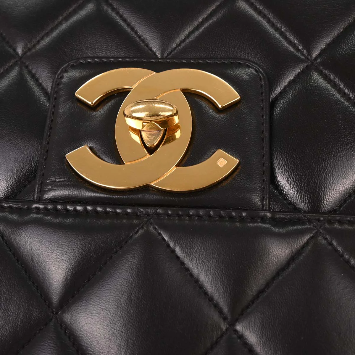 Chanel Black Lambskin Briefcase Handbag - Image 3