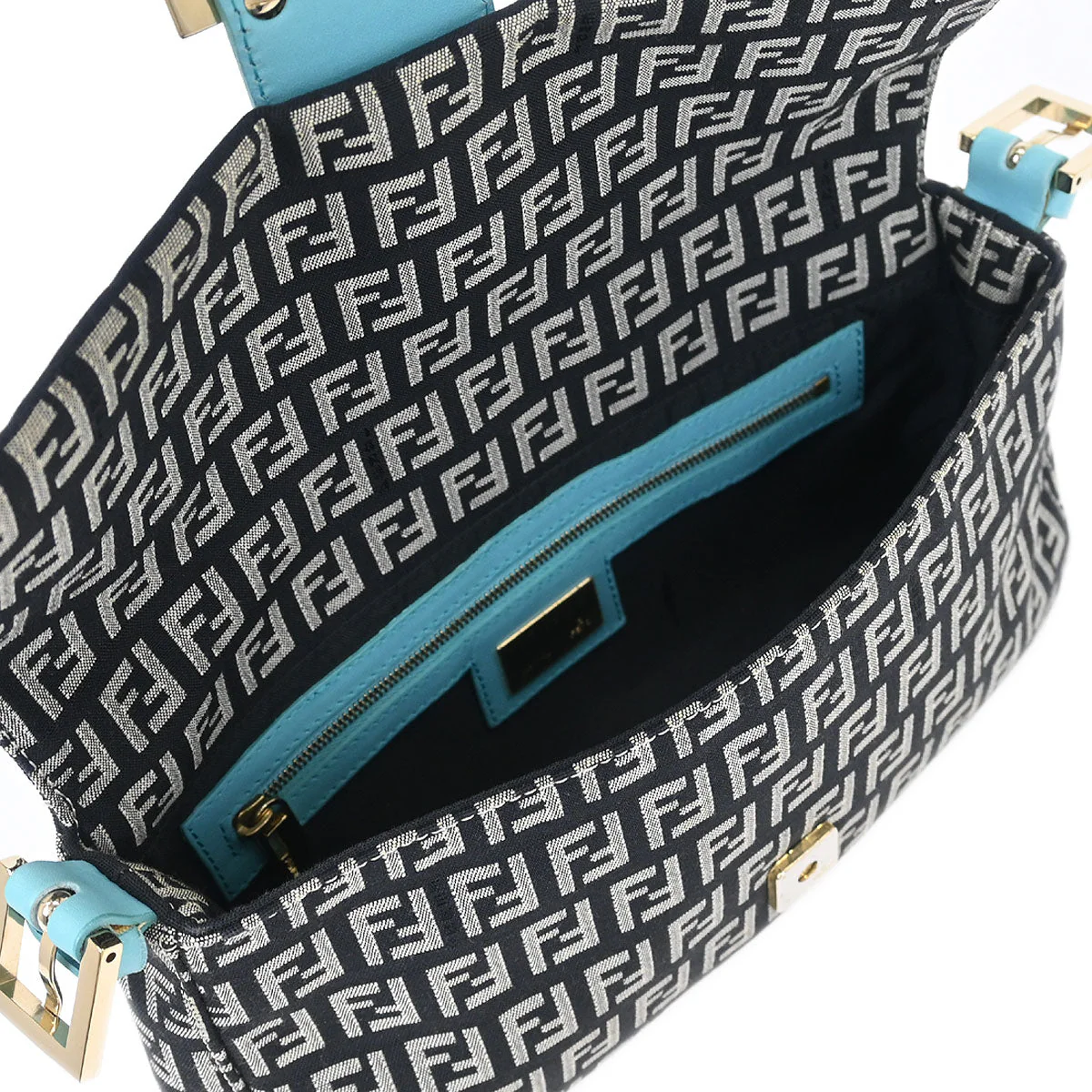Fendi Black Zucchino Baguette Handbag - Image 7