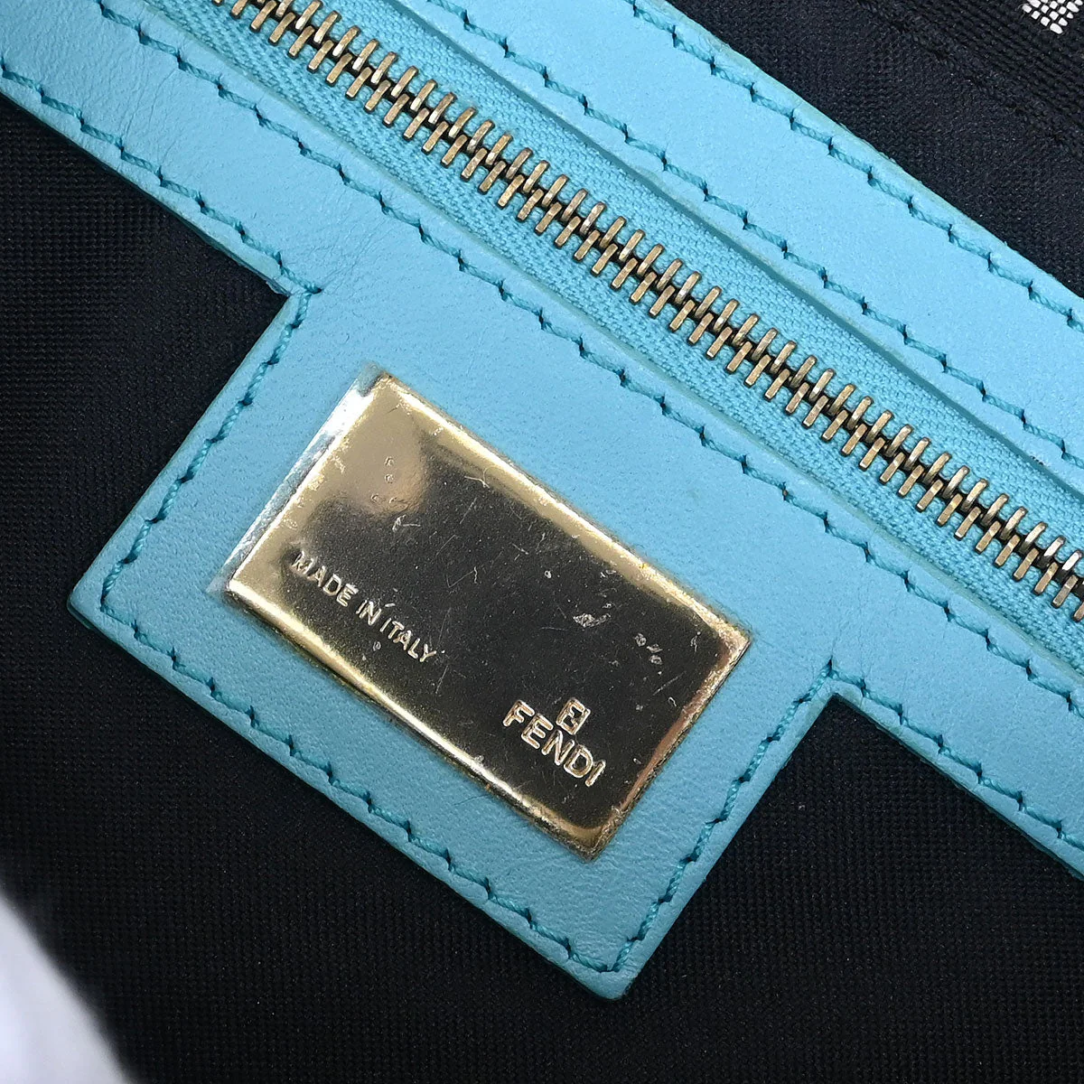 Fendi Black Zucchino Baguette Handbag - Image 9