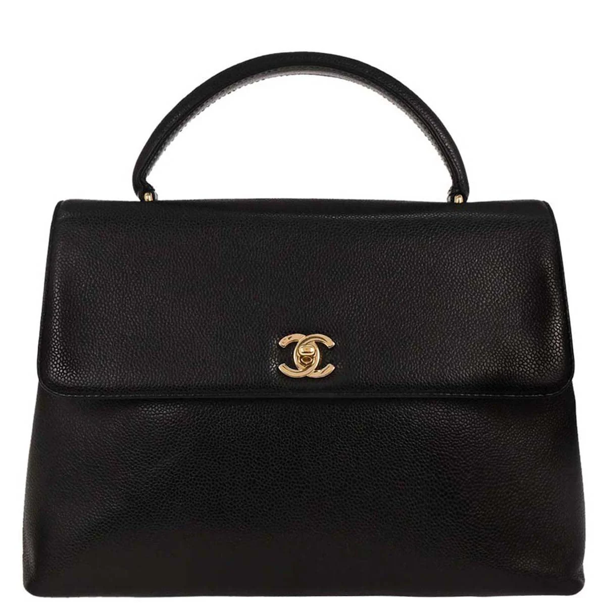 Chanel 1997-1999 Black Caviar Top Handle Handbag