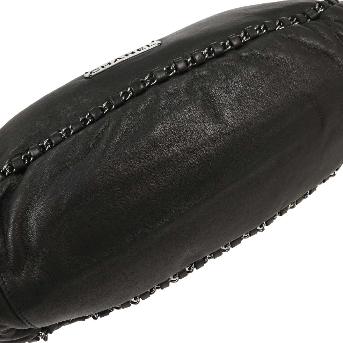 Chanel 2004-2005 Black Lambskin Luxury Chain Around Hobo Bag - Image 4