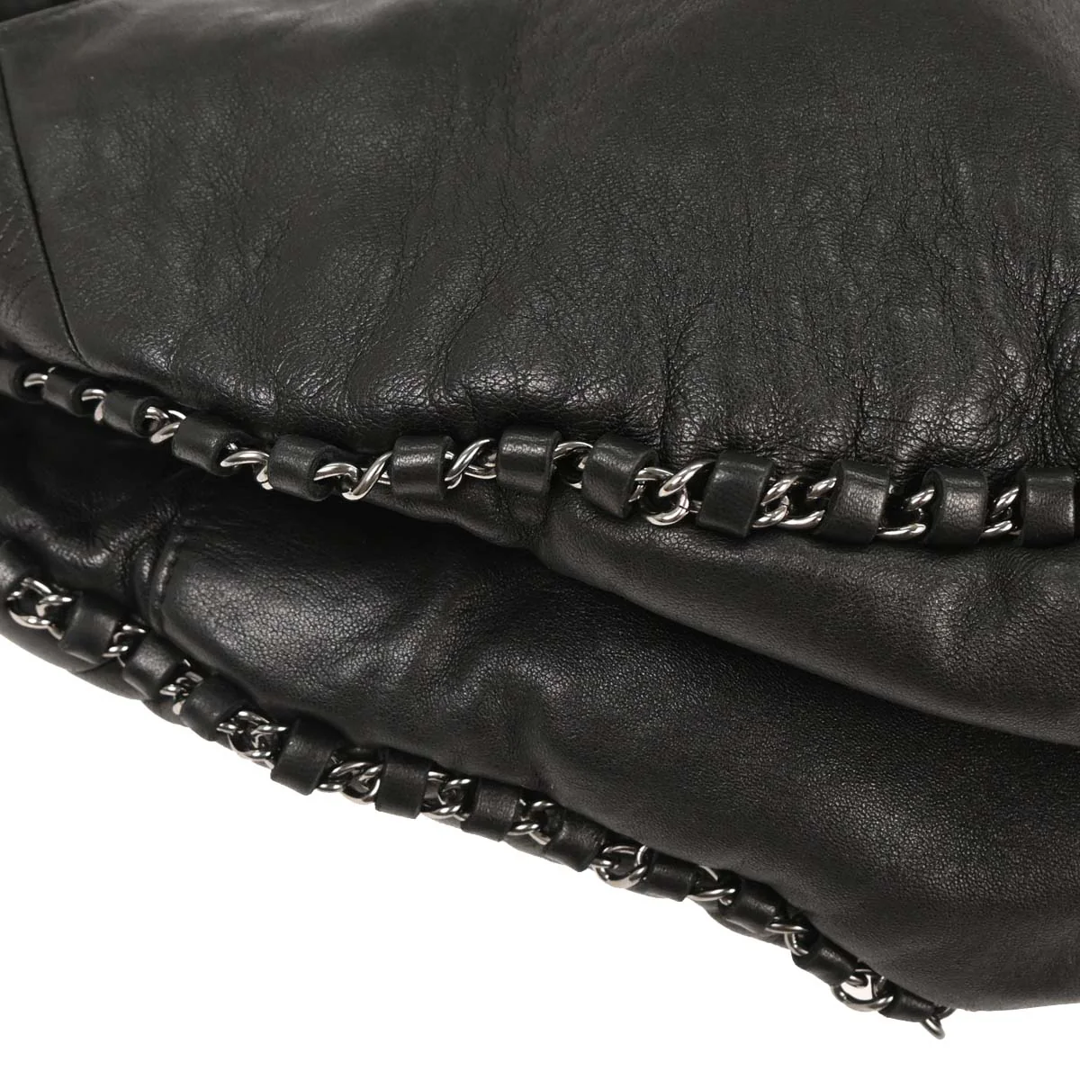 Chanel 2004-2005 Black Lambskin Luxury Chain Around Hobo Bag - Image 6