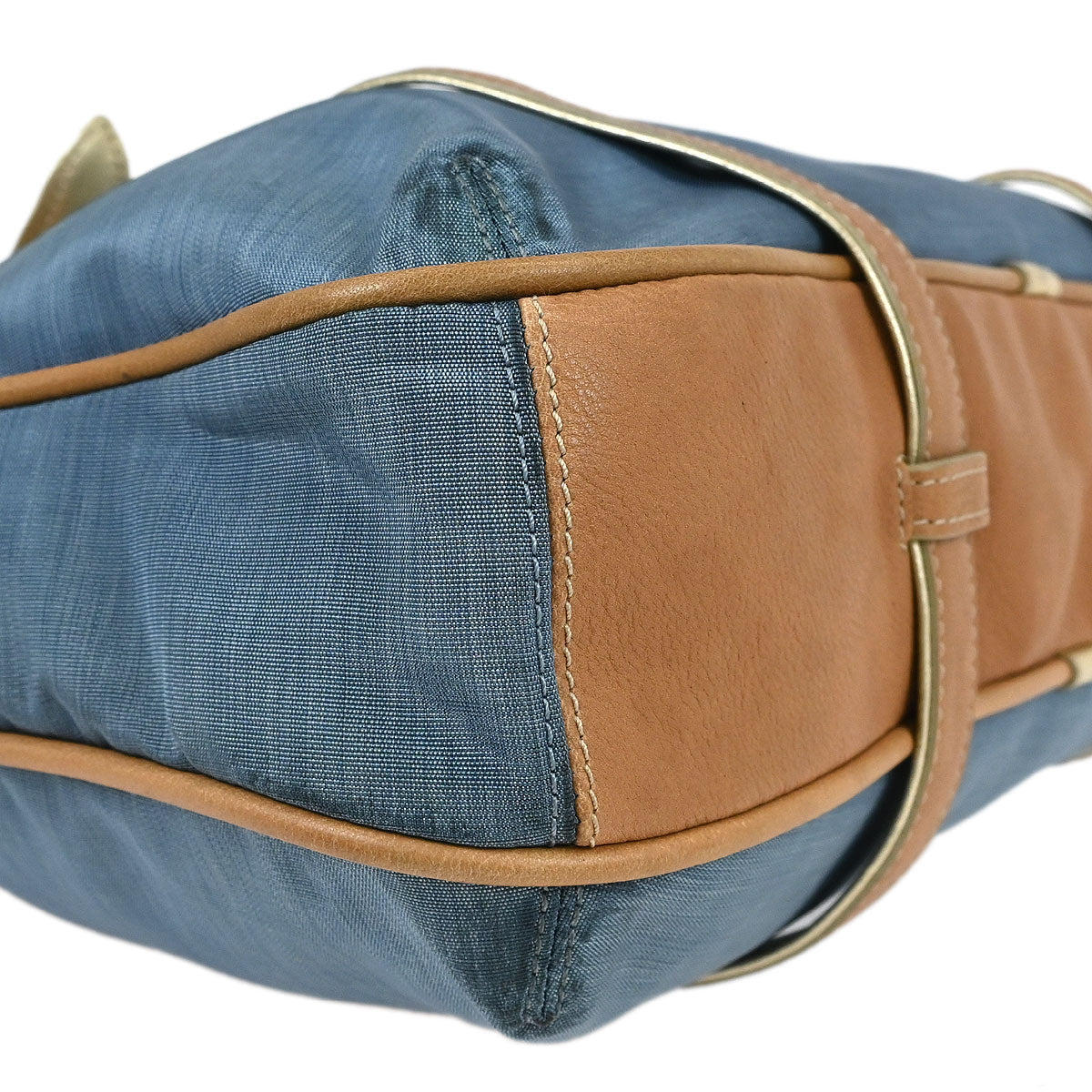 Loewe * Blue Beige Nylon Leather Handbag - Image 4