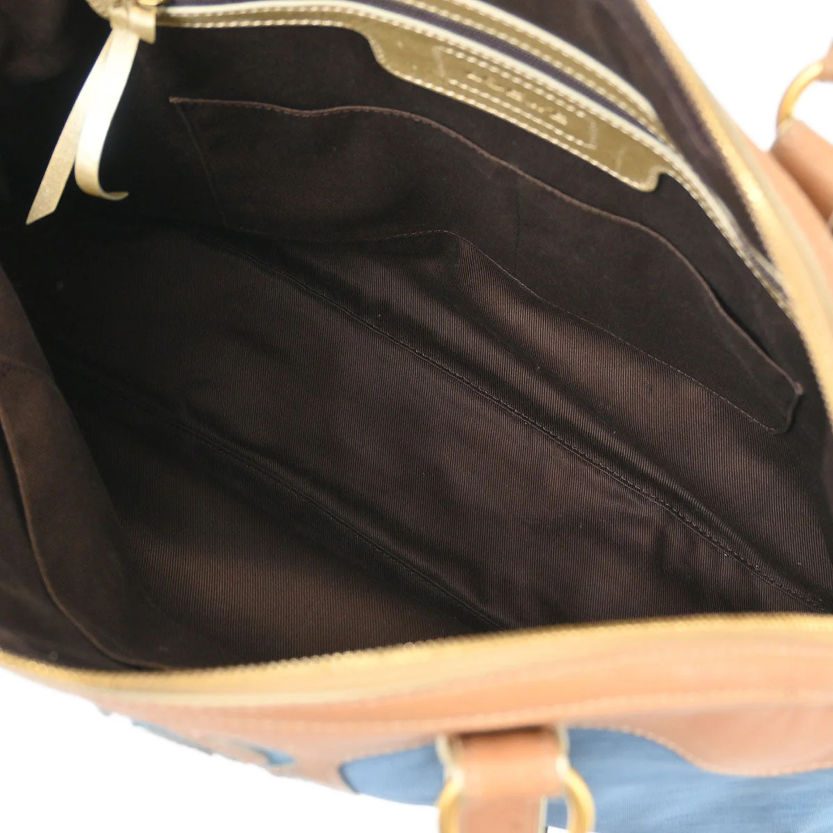 Loewe * Blue Beige Nylon Leather Handbag - Image 9