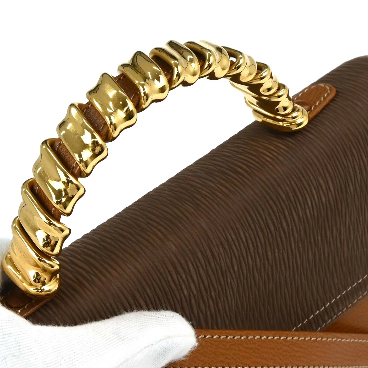 Loewe Brown Leather Velazquez 2way Shoulder Handbag - Image 5