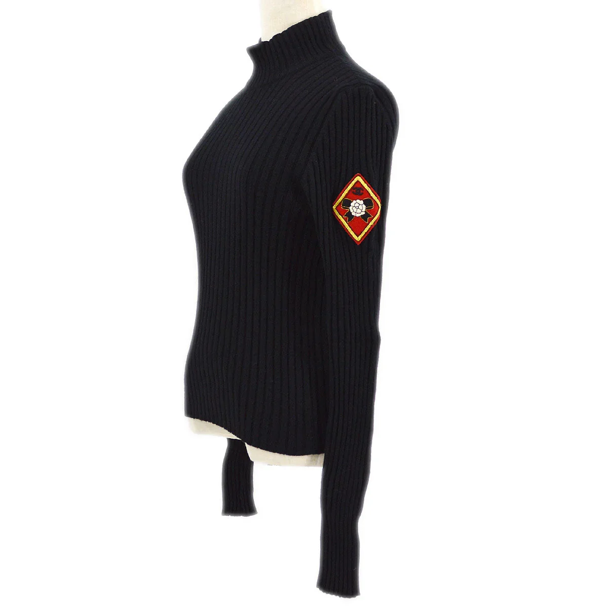 Chanel 1996 logo-patch ribbed cashmere jumper #40 - Image 2