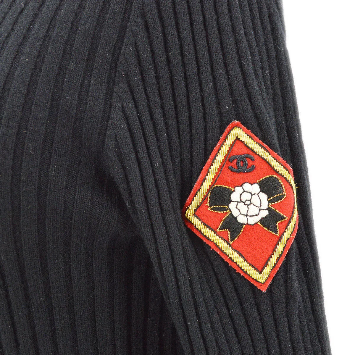 Chanel 1996 logo-patch ribbed cashmere jumper #40 - Image 5