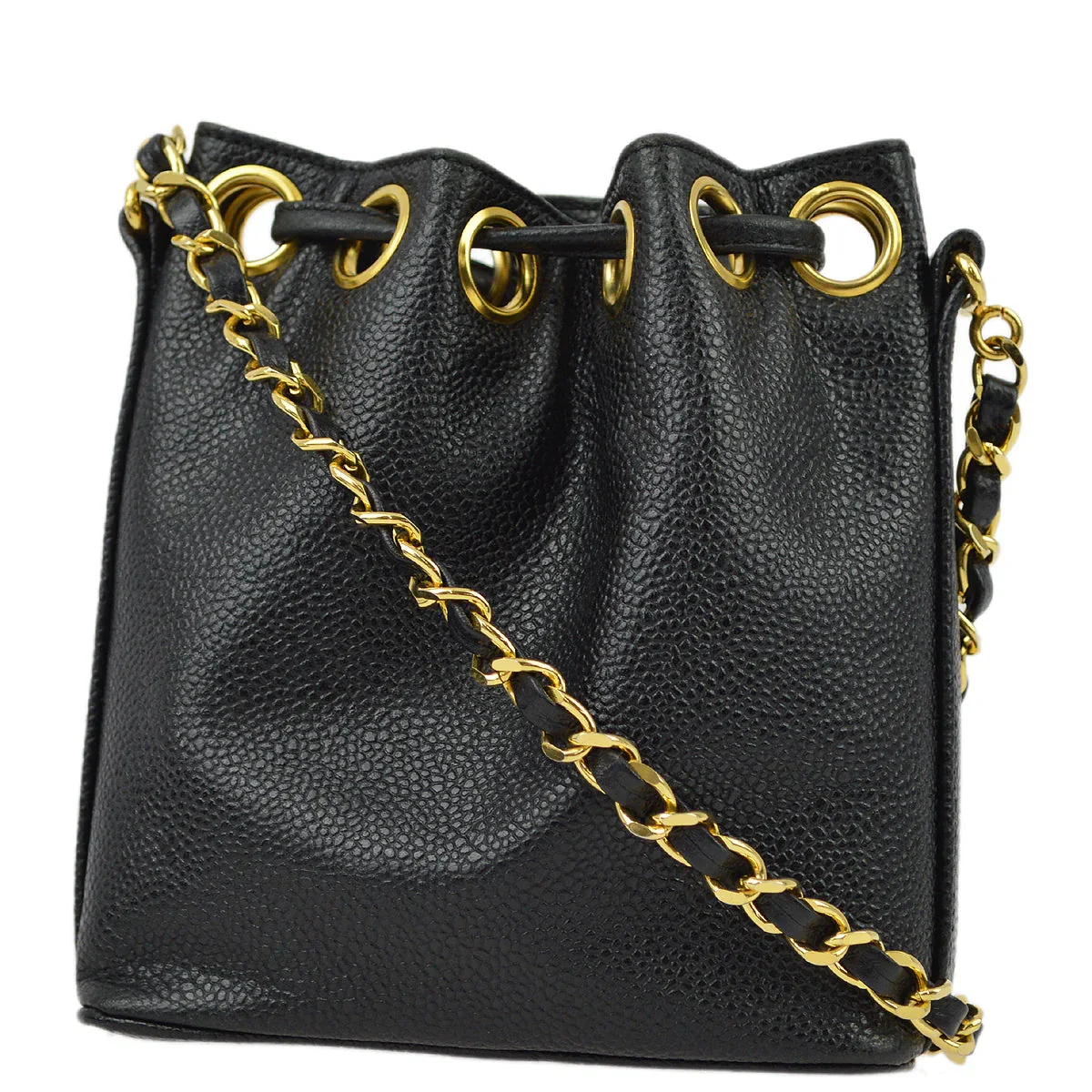 Chanel Black Caviar Bucket Shoulder Bag - Image 2