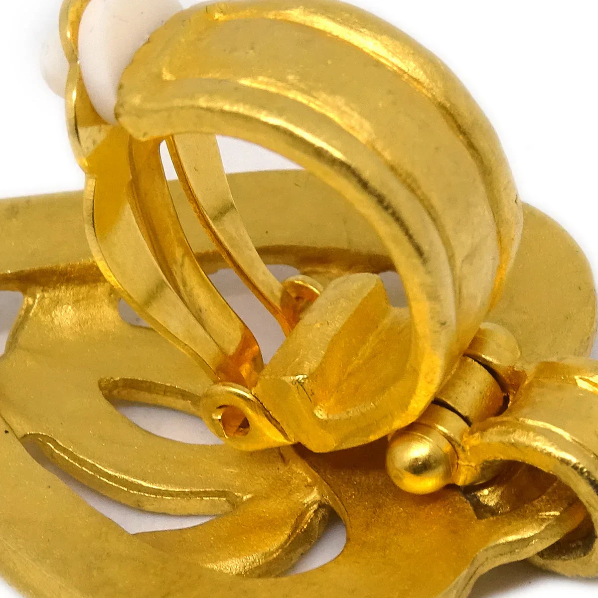 Chanel Dangle Heart Earrings Gold Clip-On 95P - Image 4